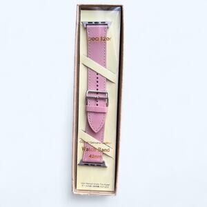 Genuine Leather Pink Watch Band Compatible with Apple Watch Band 42mm Barbiecore
